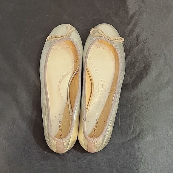 BRAND NEW LANDS'END SLIP ON SILVER METALLIC BALLERINAS FLAT SHOE - Picture 7 of 15